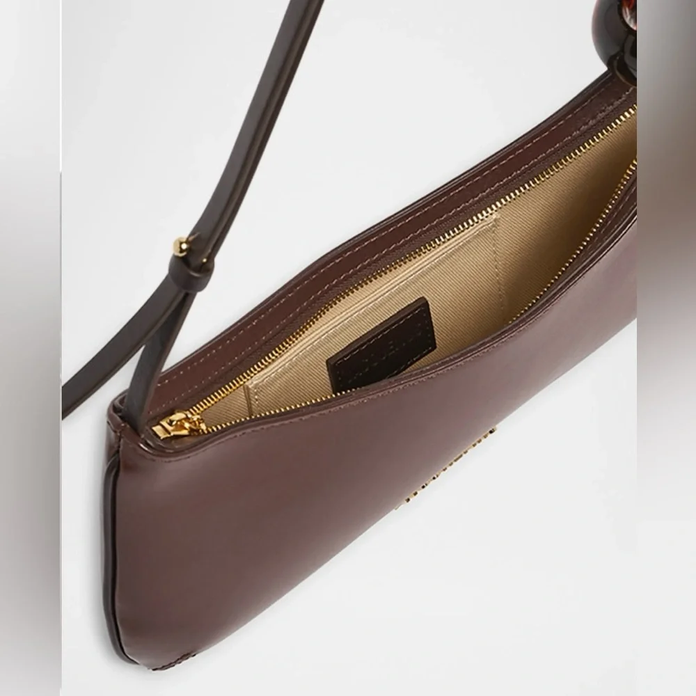 Jacquemus Brown Leather Shoulder Bag with Amber Bead Accents - Picture 4 of 8